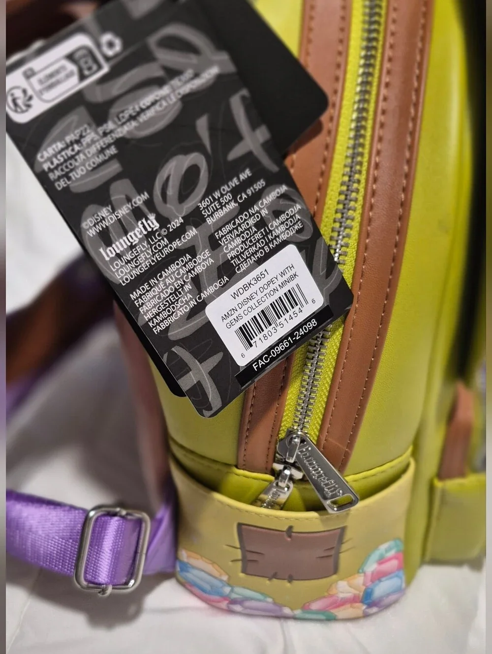 Disney x Loungefly Dopey Gem Mini Backpack - Lime Green
